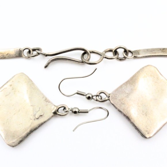 Stamped Derrick Cadman Navajo Sterling Silver Bear Inlaid Turquoise Necklace Set - Picture 11 of 11